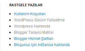 Blogger rastgele yazılar eklentisi
