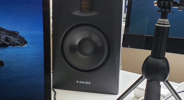 speakers owned by Salvatore Delle Palme and a macbook computer