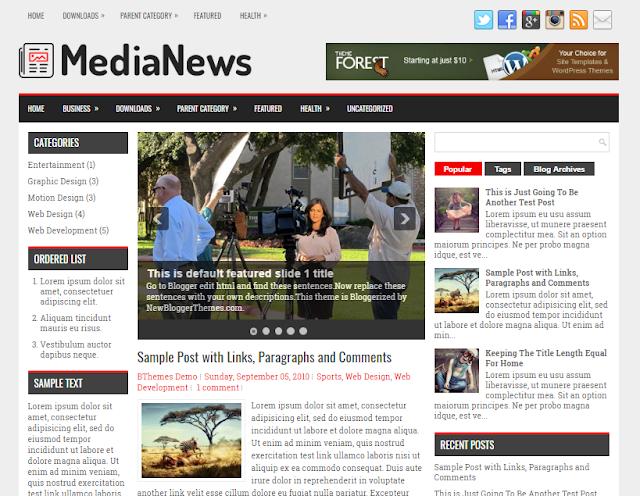 MediaNews Blogger Template