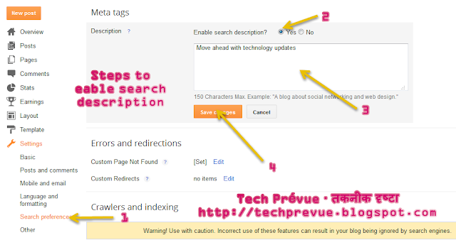 Enable Search Descripiton in Blogger