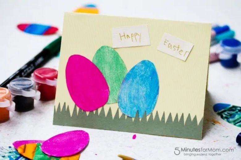 Paper egg Easter card for kids to make