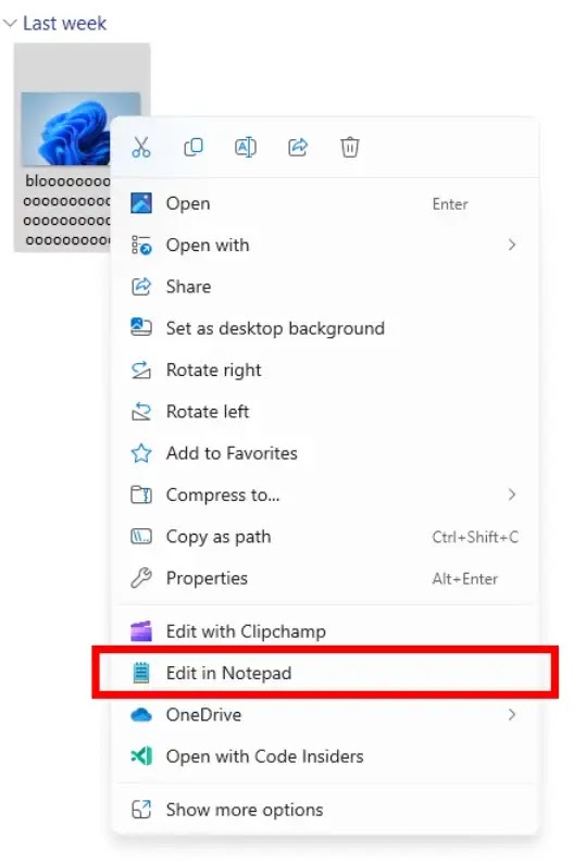 explorer context menu edit notepad