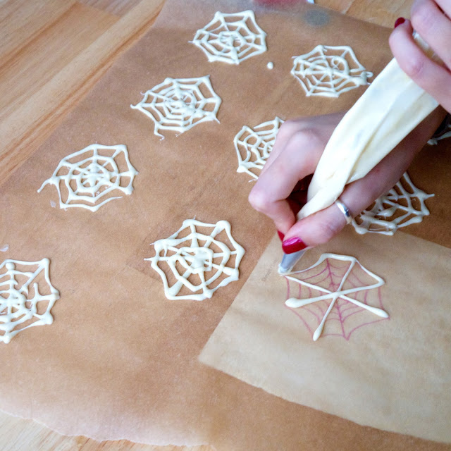 white chocolate spider web