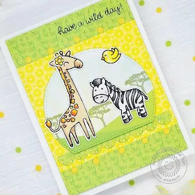Sunny Studio Stamps: Stitched Semi-Circle Dies Savanna Safari Frilly Frame Dies Eyelet Lace Border Dies Everyday Card by Ana Anderson