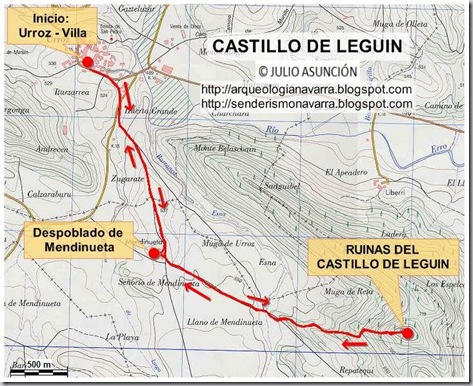 MAPA RUTA AL CASTILLO DE LEGUIN - Valle de Izagaondoa