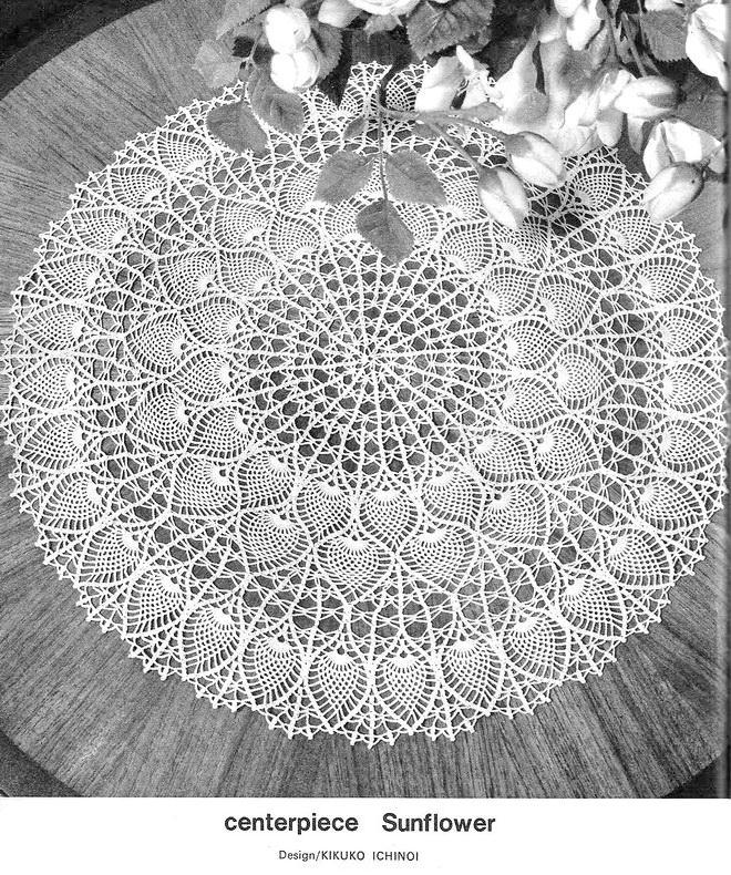 Doily Tablecloth , Round tablecloth, Pineapple doily, Vintage crochet pattern