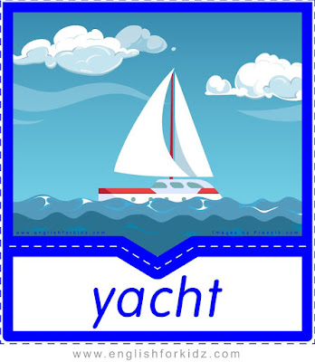 Yacht printable transportation flashcard with picture