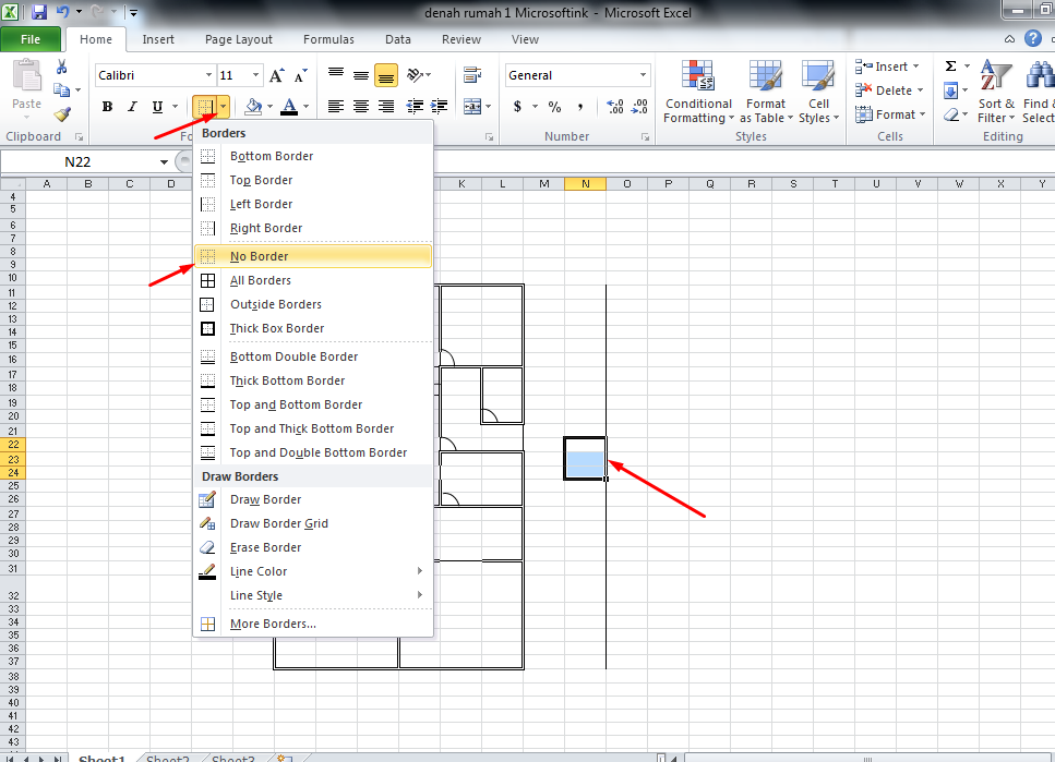  Membuat  Denah  Rumah  dengan  Microsoft  Excel  Microsoftink