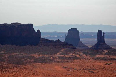 view of Monument Valley as the plane comes in for a landing