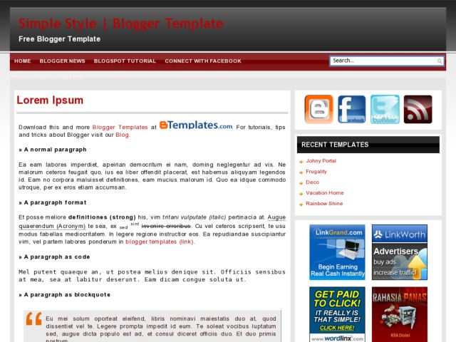 Simple Style Blogger Template