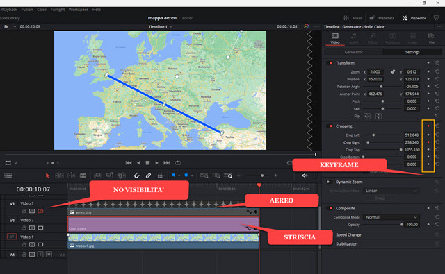 keyframe su striscia aereo