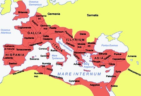 Extension of the Roman Empire in the I century A.D.