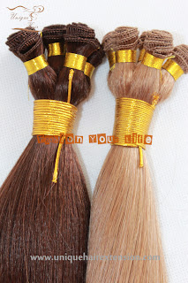 blond hand tied hair wefts