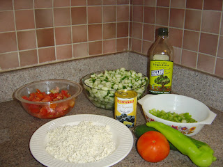 Ingrediente para ensalada estilo griego