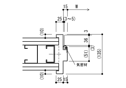 4-46-1　標準型建具枠（簡易気密型鋼製軽量建具）平面