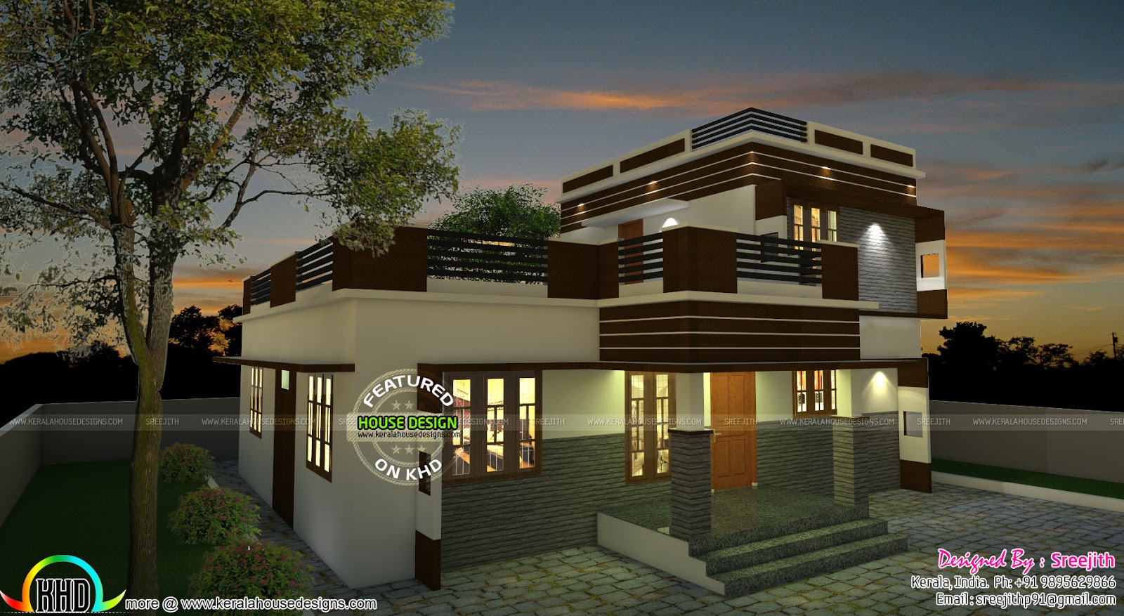 1460 sq ft simple  East  facing  home  Kerala home  design 