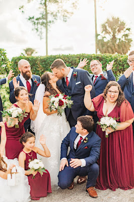 cheering bridal party