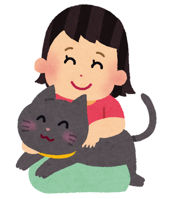 猫と女の子のイラスト（ペット）