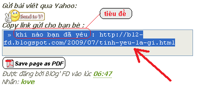Gửi bài viết trên blogspot cho bạn bè qua yahoo