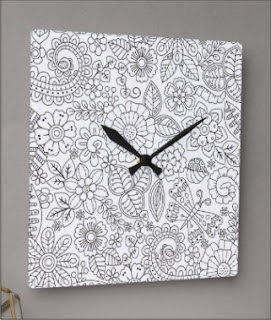 Wall Clock with Flower Doodles