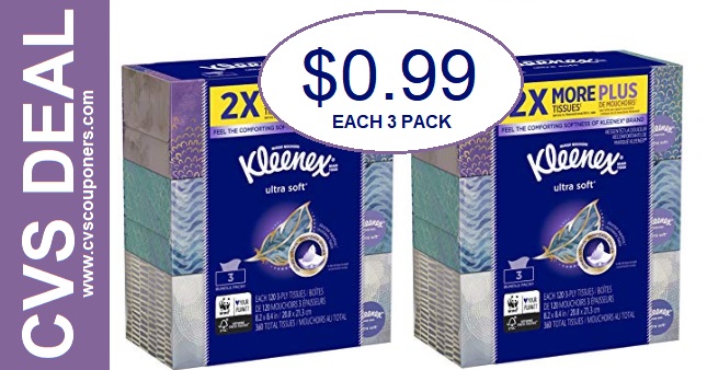 CVS Deal - Kleenex 3 Pack Only $0.99 - 5/12-5/18