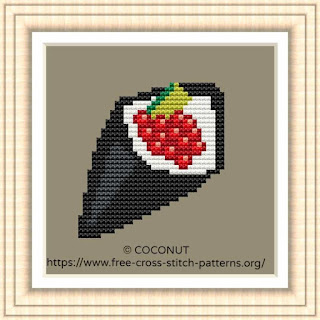 HAND ROLLED SUSHI #3, FREE AND EASY PRINTABLE CROSS STITCH PATTERN