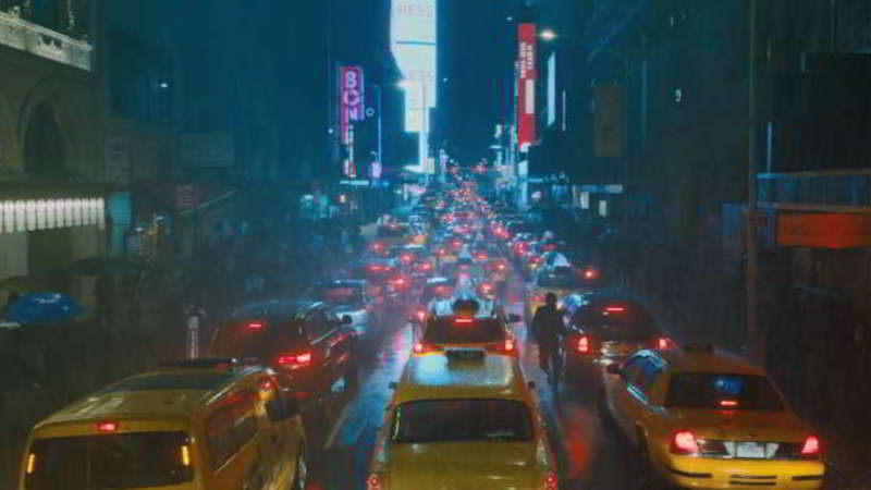First scene with the taxi in New York