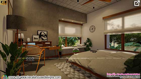 Tropical bedroom interior design in Kerala