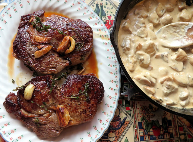 Garlic Butter Steak with  a Creamy Mushroom Sauce