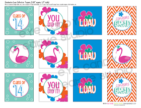 luau themes, graduation luau toppers, chevron, flamingos, graduation decor