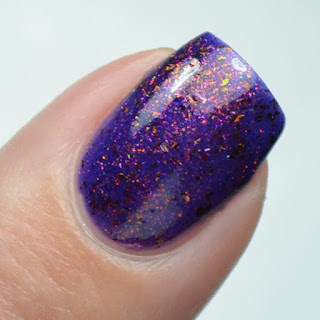 purple nail polish with multichrome flakies