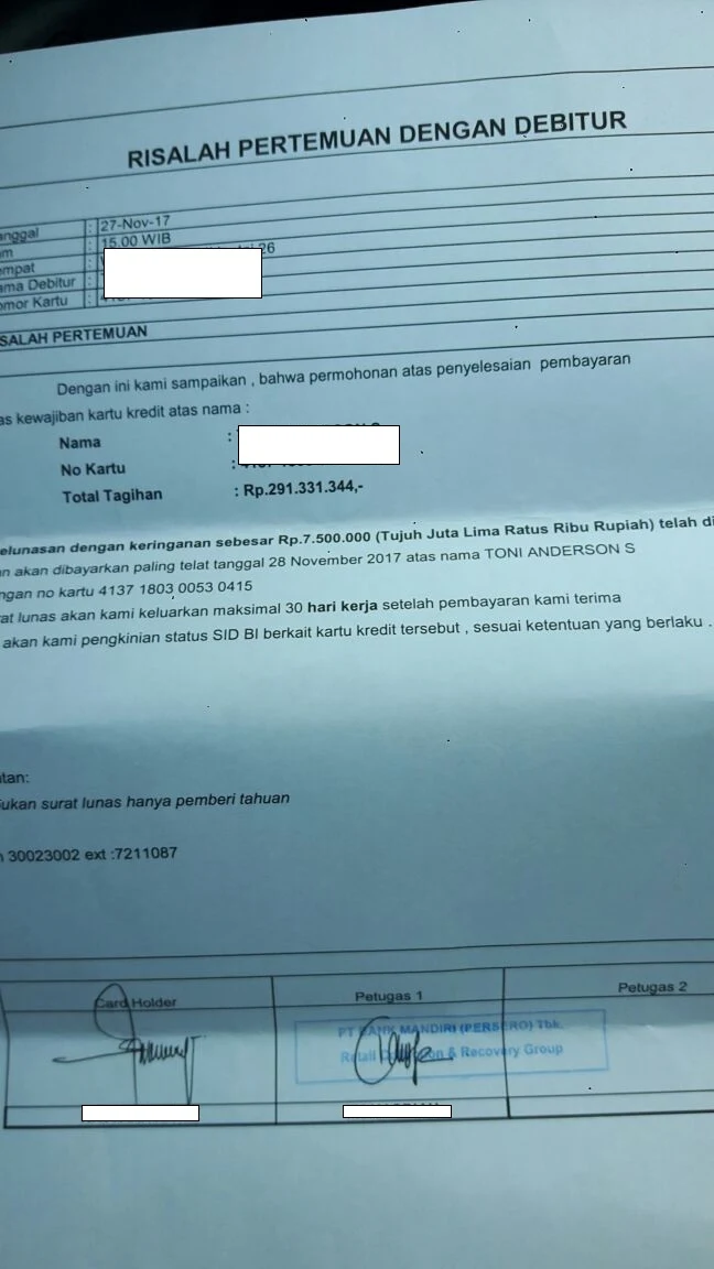 Risalah Hasil Mediasi dengan Bank Mandiri - Mediasi 1179