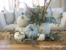 Fall vignette.  Tap to see more pictures on the blog www.lemonstolovelys.blogspot.com 