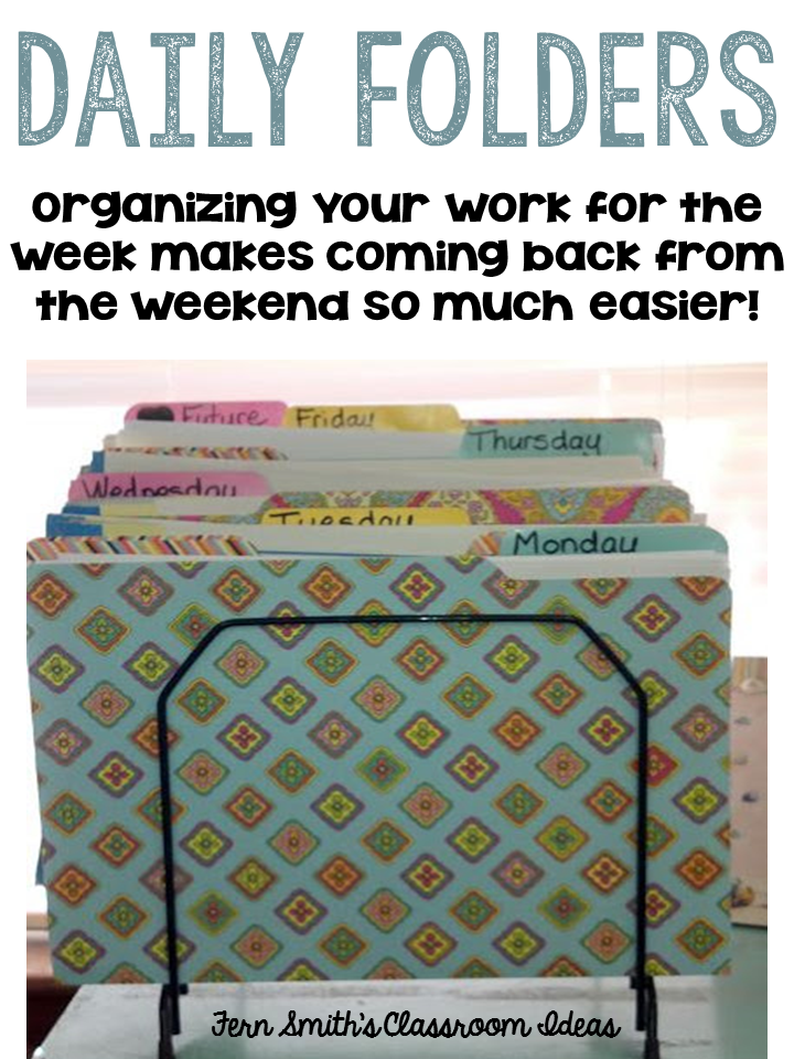 Fern Smith's Classroom Ideas organizing your students' work for the week in advance makes a teacher's life easier!