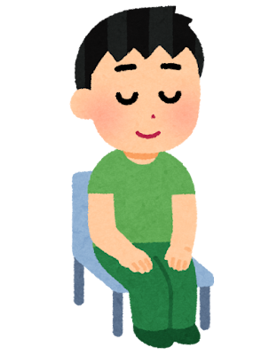 行儀よく椅子に座る子供のイラスト（男の子）