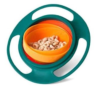 Gonikm Portable 360 Rotation Baby Kids Training Feeding Bowls No Spill Gyro Bowls Utensils 
