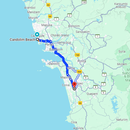 Candolim to Navelim Route