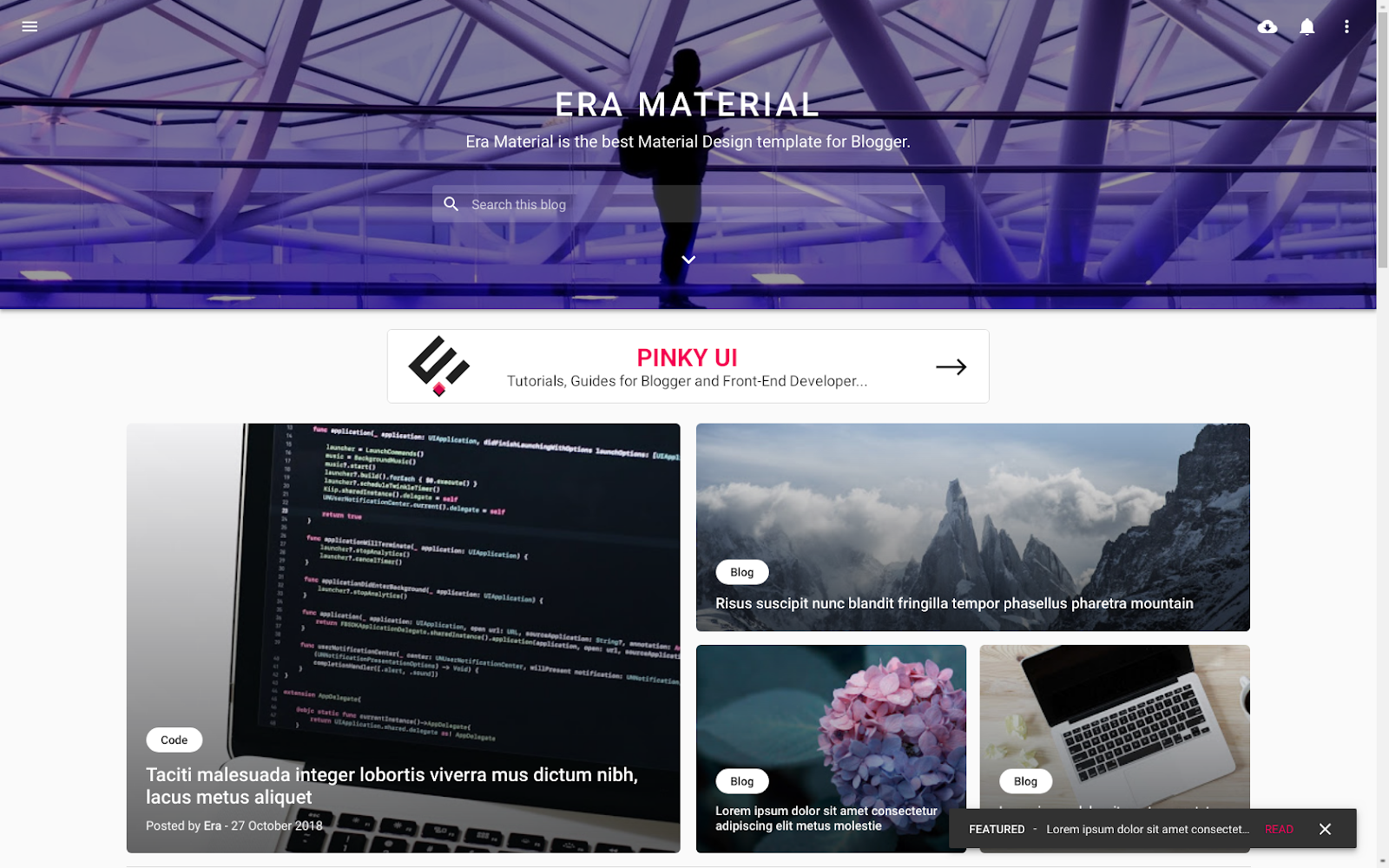 Era Material Premium Blogger Template