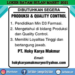 Lowongan Kerja PT. Hoky Karya Makmur