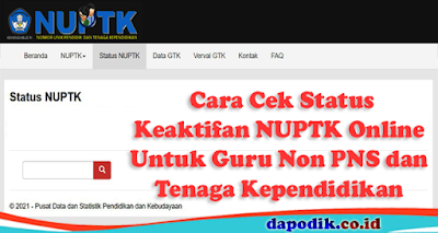 Cara Cek Status Keaktifan NUPTK Online Untuk Guru Non PNS dan Tenaga Kependidikan