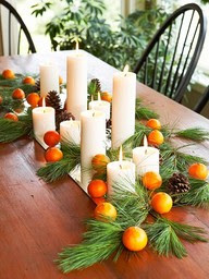 oranges pine candles mirror Christmas decorations