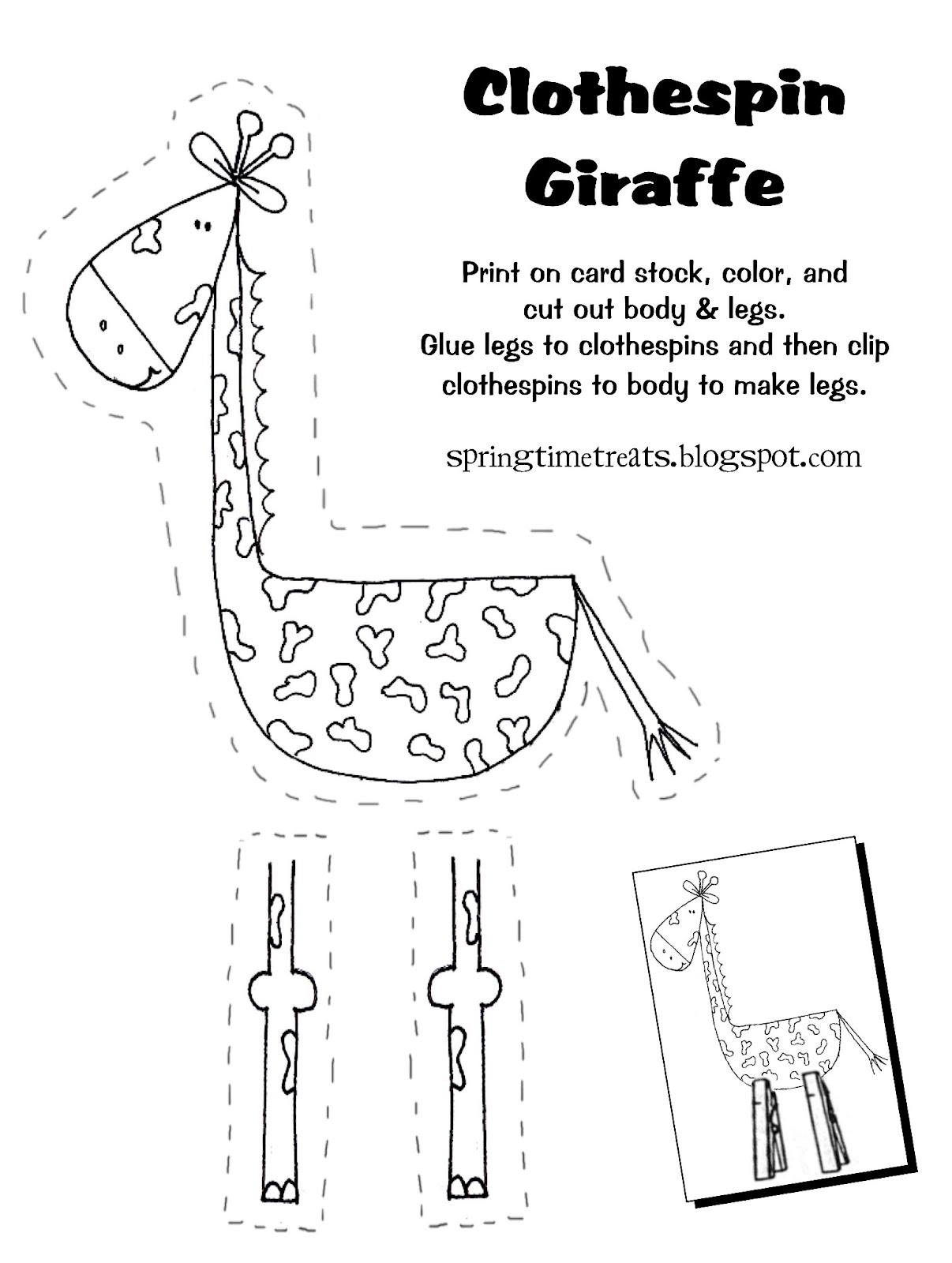Download Spring Time Treats: Clothespin Giraffe (free printable)
