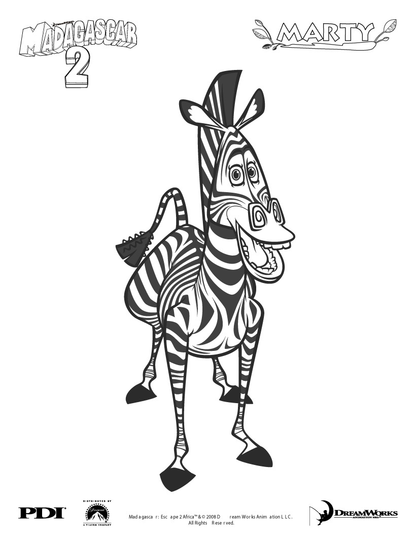 Download Marty Zebra Coloring Pages | Madagascar Cartoon Characters | Kids Coloring Pages