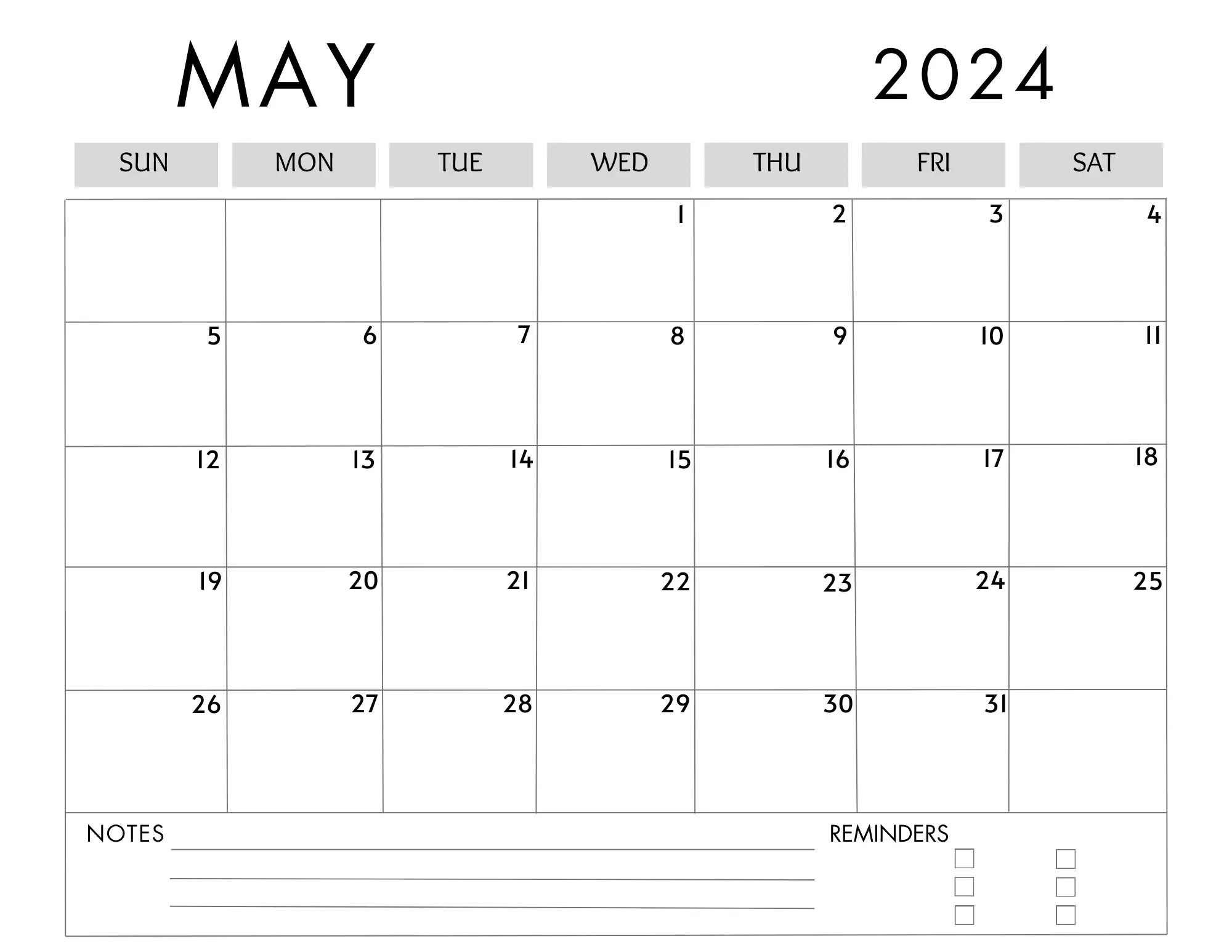 may 2024 calendar printable