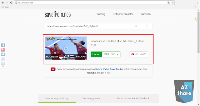 AZShare - Cara Mudah Download Video Youtube Tanpa Menggunakan Software - Step 4