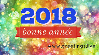 Multi colour Sparkling French New year wishes bonne année 2018