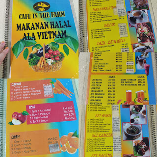 Menu Cafe In the Farm, Kuala Sungai Baru