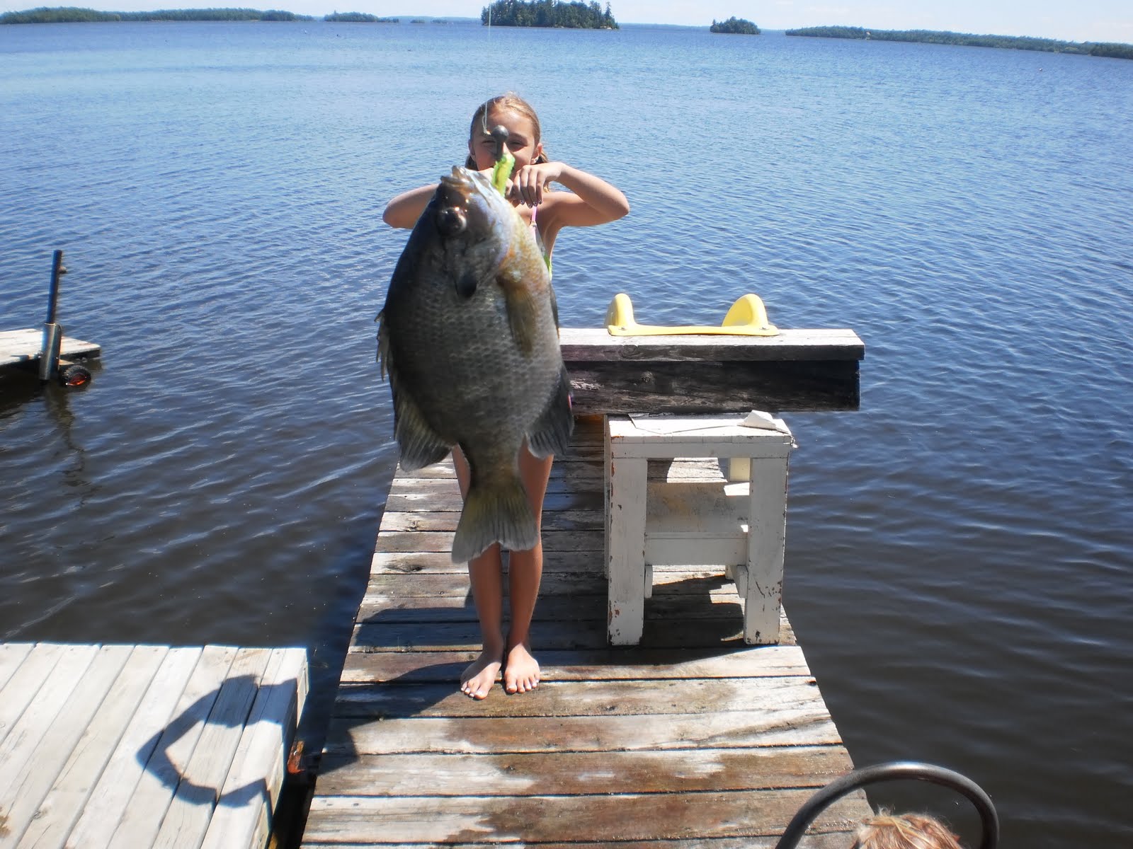 Shanan caught one of the famous Pelican Lake giant bluegills ;)
