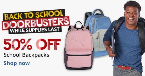  50% off on back-to-school backpacks