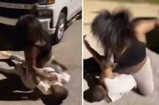 VIDEO: Angry Lady Beats Up Her Boyfriend For Cheating On Her